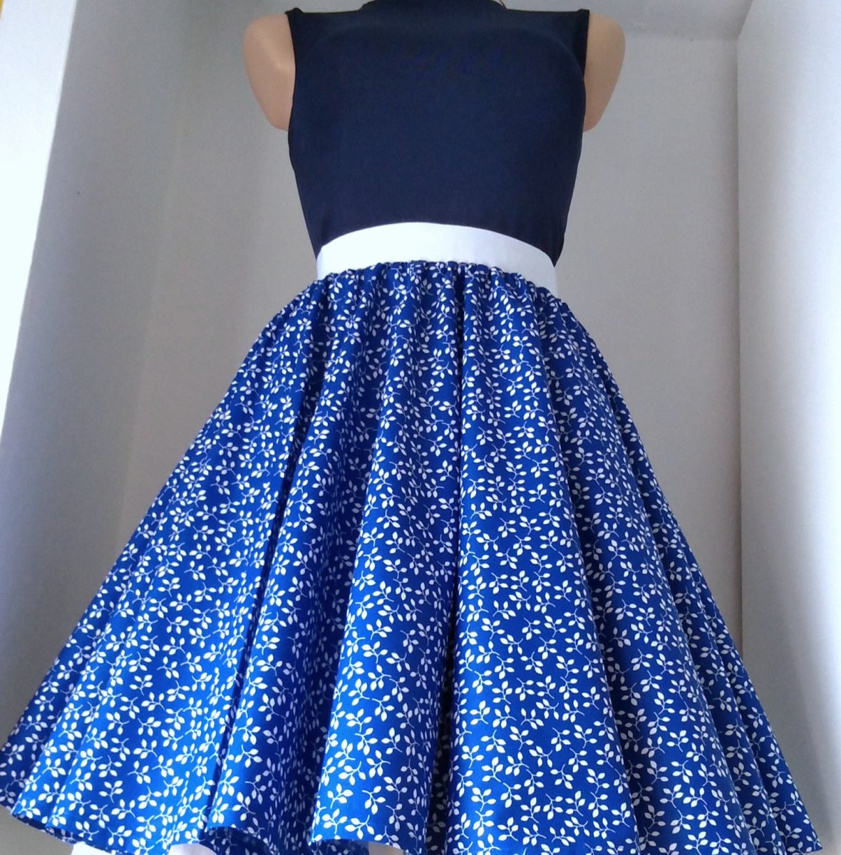 Sukně modrotisk lístečky