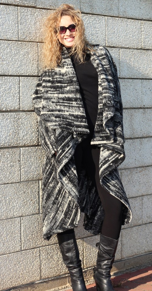 Vlněný dlouhý kardigan - asymetrický 