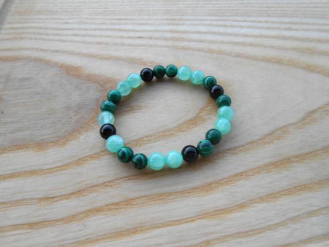 Náramek - jadeit, malachit, onyx (357/19)