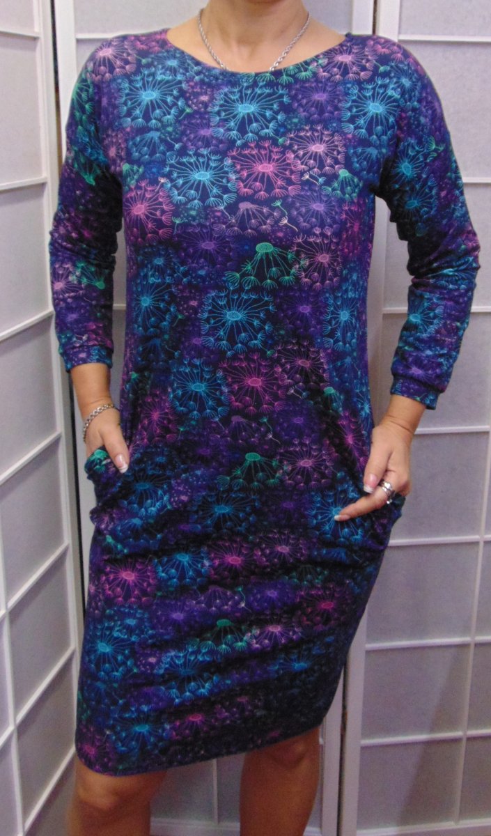 Šaty s kapsami - barevné chmýří (bavlna)