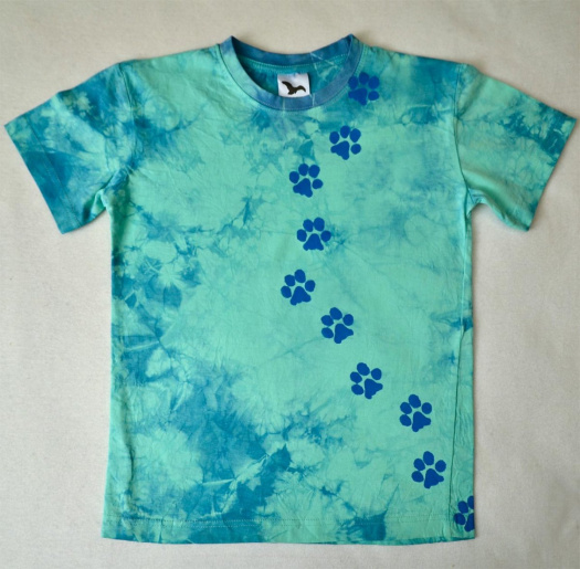 Mentolovo-modré dětské tričko se stopami (10 let) 11119893