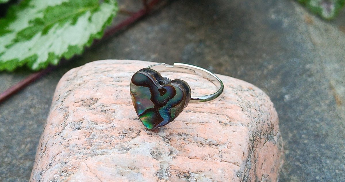 Prstýnek z ABALONE SHELL perletě, postříbřený