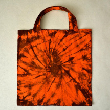 Plátěná oranžovo-hnědá batikovaná taška 11122590