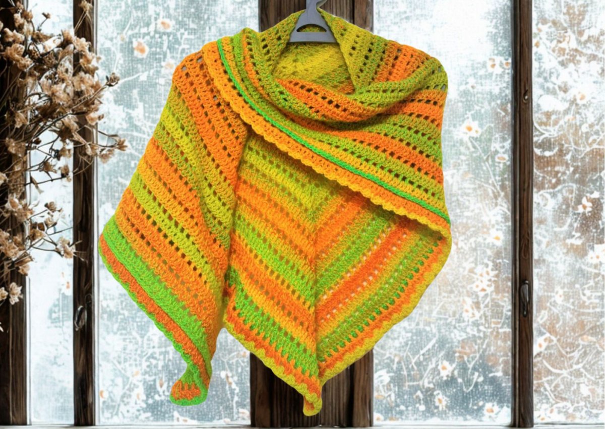 Háčkovaný barevný šátek 2104