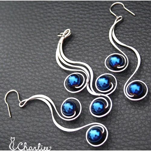 Tepaná sada - HEMATIT kámen sebedůvěry - ocel