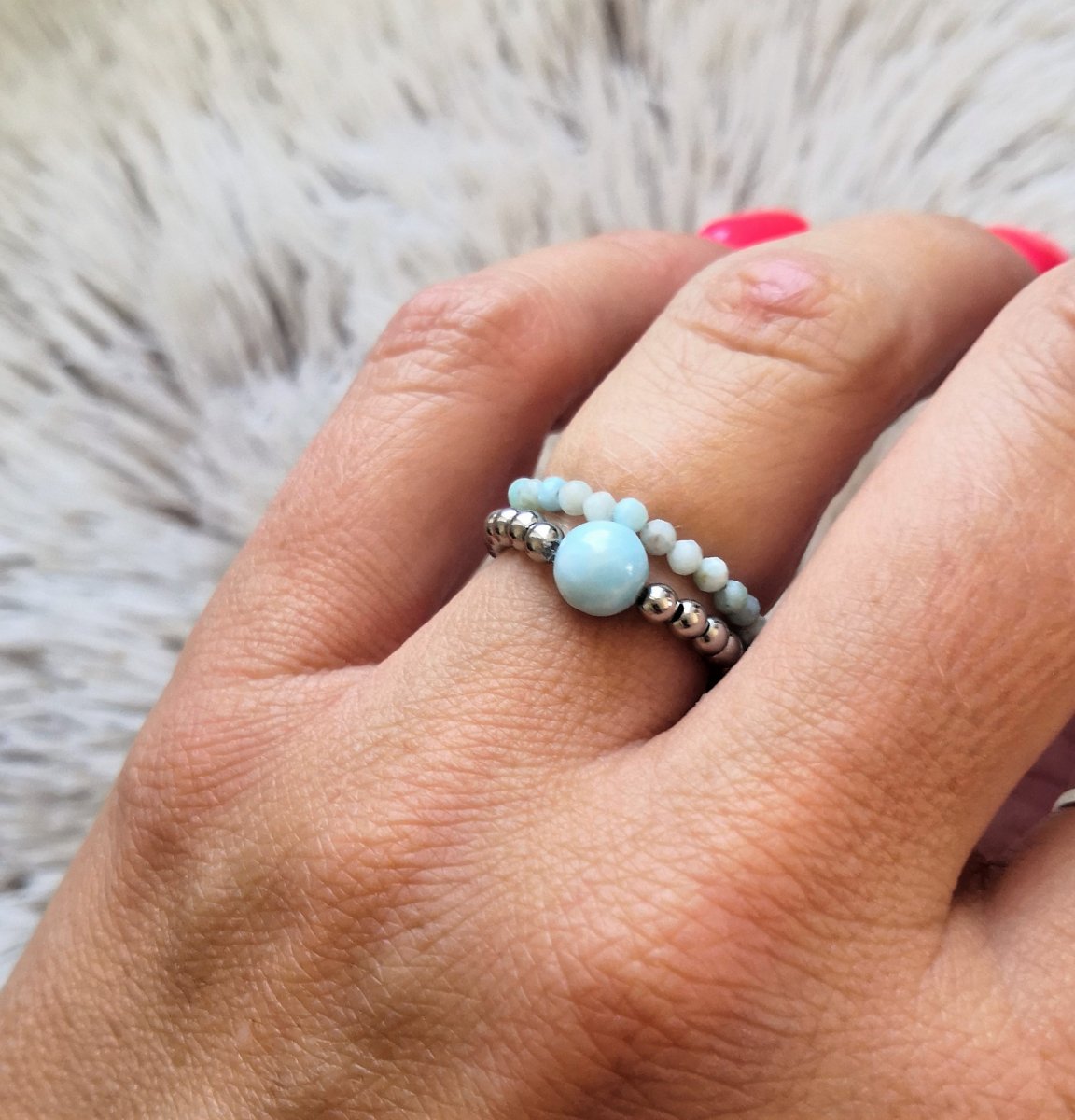 Prsten*larimar*chir. ocel