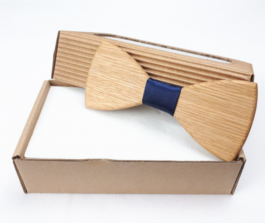 Dřevěný motýlek dub - tmavomodrý