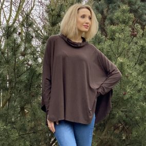 Hnědé rolákové pončo - slabé