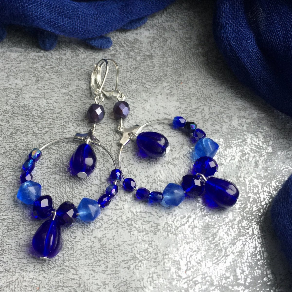 Kobaltové kruhy - náušnice