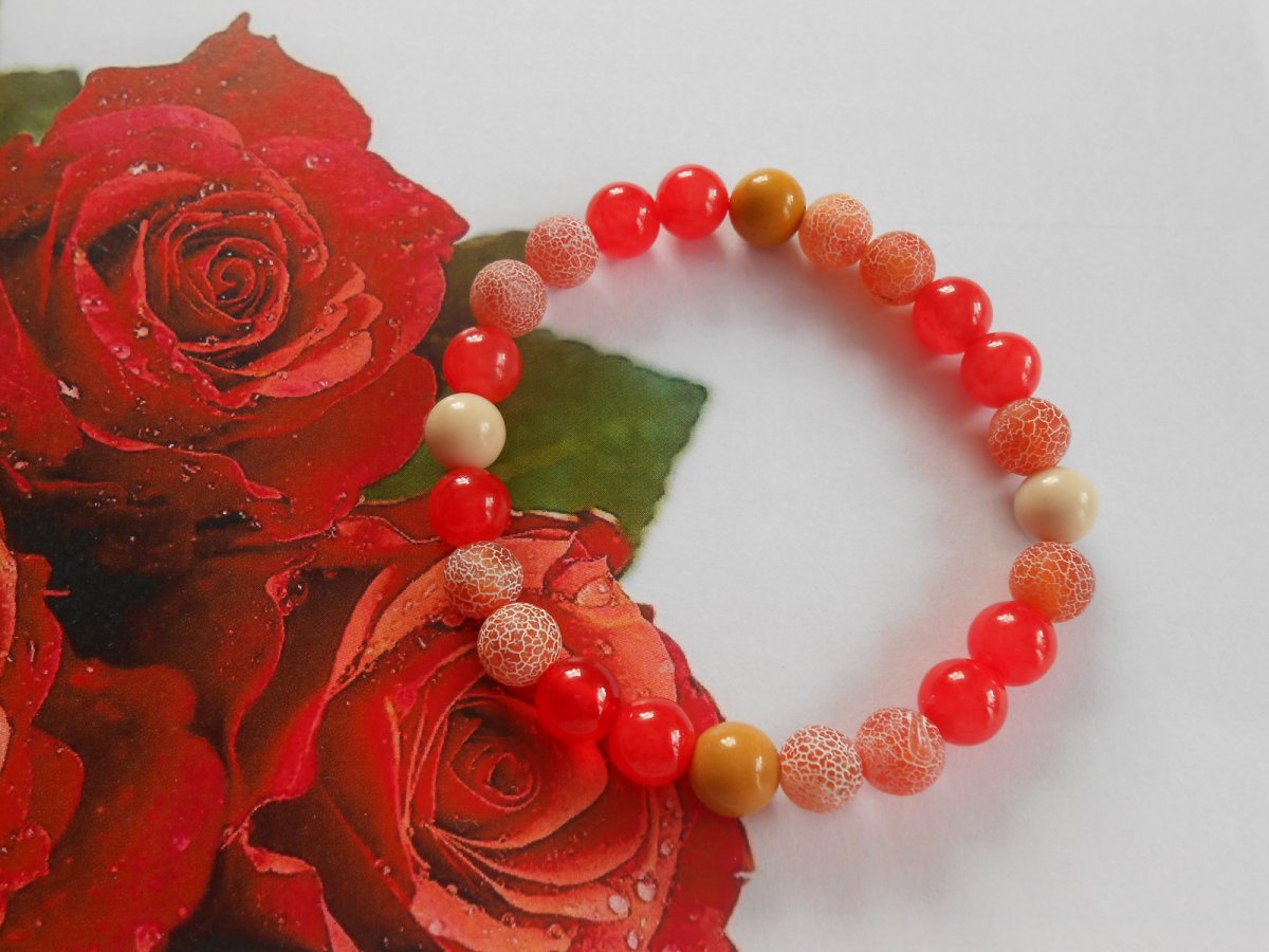 Náramek- achát, jadeit, mokait