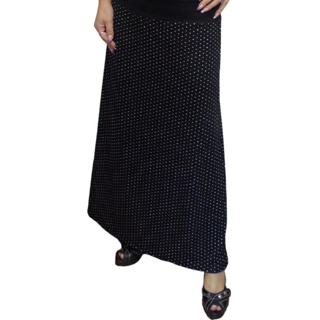 Dlouhá sukně puntíček na černé, vel. S - XXL