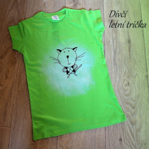 Dívčí malované tričko s kočkou S