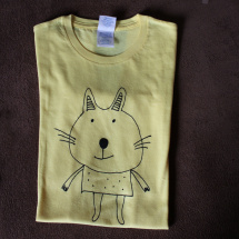 Dívčí malované tričko s kočkou S