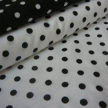 Bavlněná látka - metráž - černý puntík na bílé - š. 150 cm