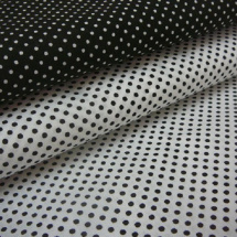 Bavlněná látka JI - metráž - černý puntíček 2mm na  bílé  - š. 150 cm