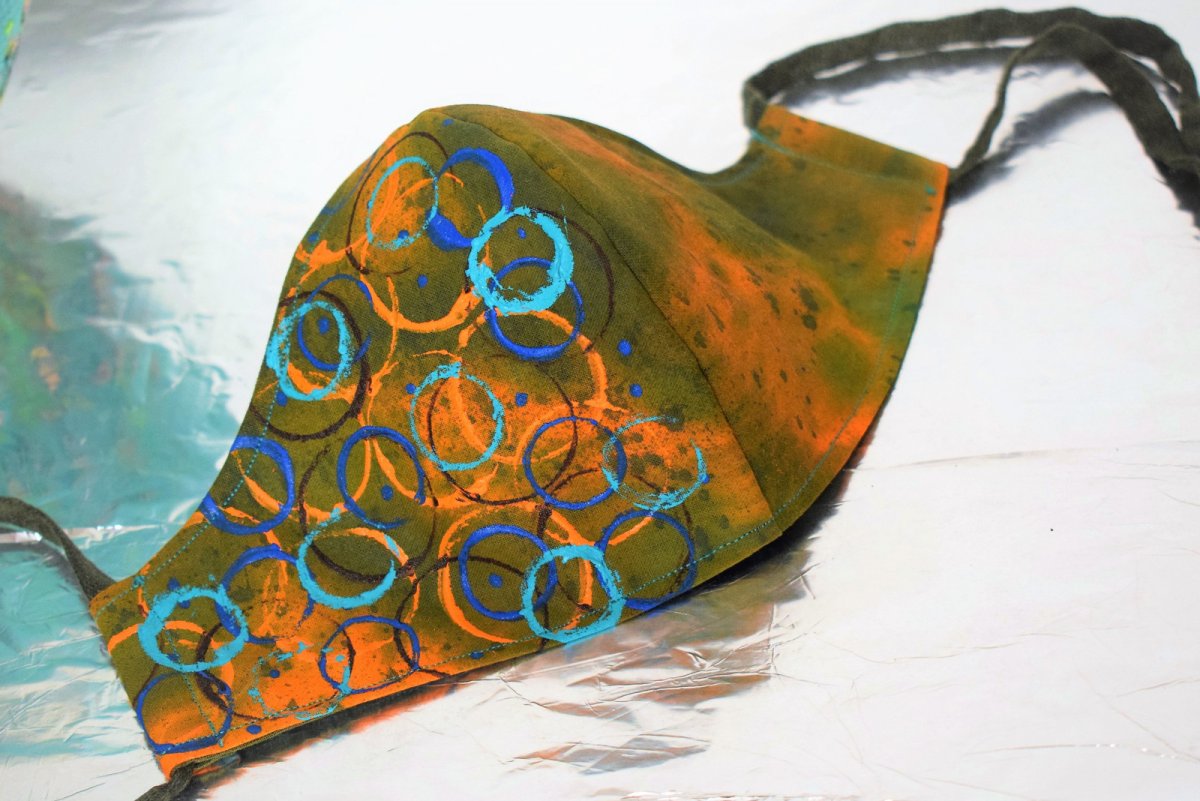 Ručně barvená a malovaná rouška 0039