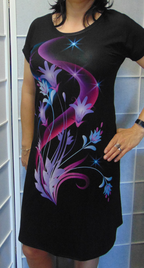 Šaty fialový květ S - XXXL
