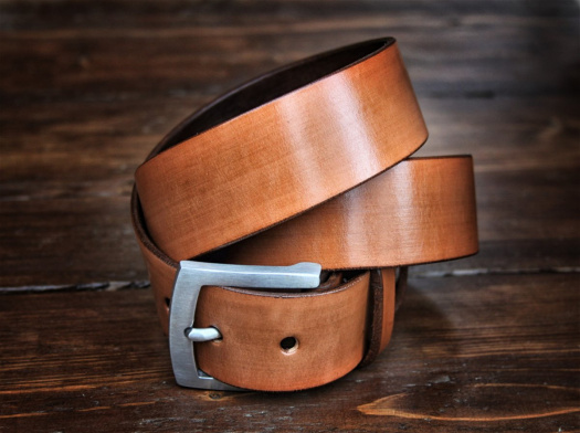 Pánský kožený opasek 4 cm, nerez přezka