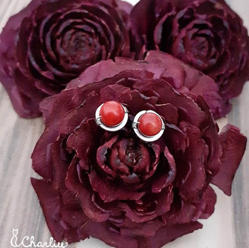 Náušnice - pecky - minimalismus - KORÁL