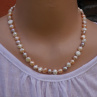 Říční perly tříbarevný něžný uzlíkovaný perlový náhrdelník