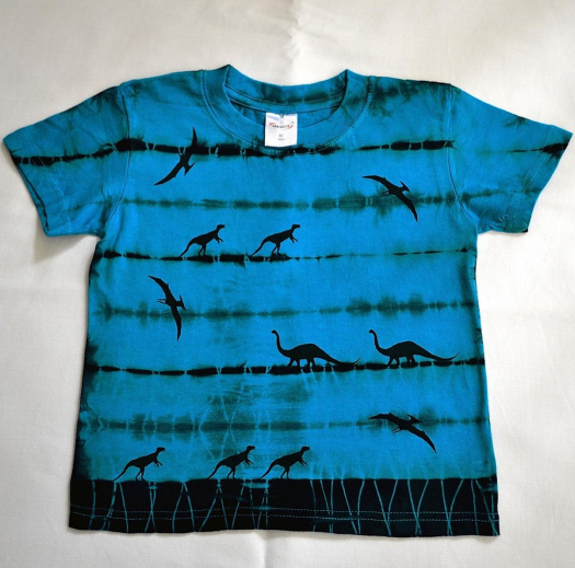 Tyrkysovo-černé dětské tričko s dinosaury (v. 110) 11598069