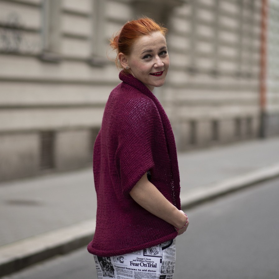 Pletená vesta - barva vínová