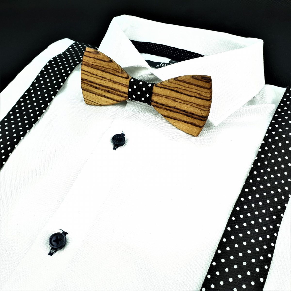 Set Dřevěný Motýlek a Šle - černý zebrano