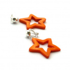 Oranžové perleťové hvězdy - klipsové náušnice
