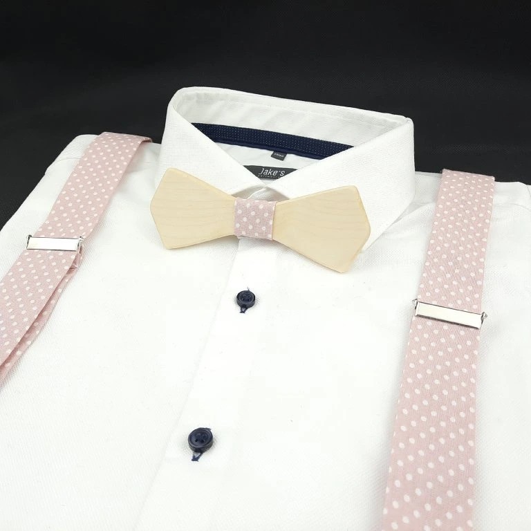 Set Drevený Motýlik a Traky- Staroružový 