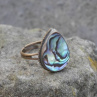 Kapka z ABALONE SHELL perletě, starozlatý prstýnek