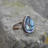 Kapka z ABALONE SHELL perletě, starozlatý prstýnek