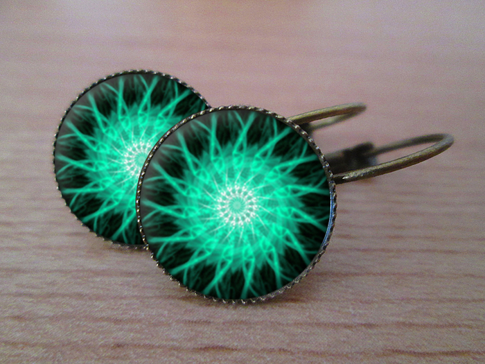 Smaragd -VINTAGE VISACÍ NÁUŠNICE 