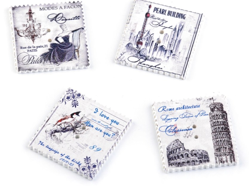 Dřevěný dekorační knoflík - 4 kusy