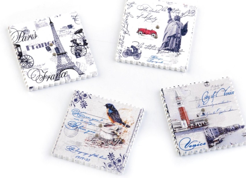 Dřevěné dekorační knoflíky - 4 kusy