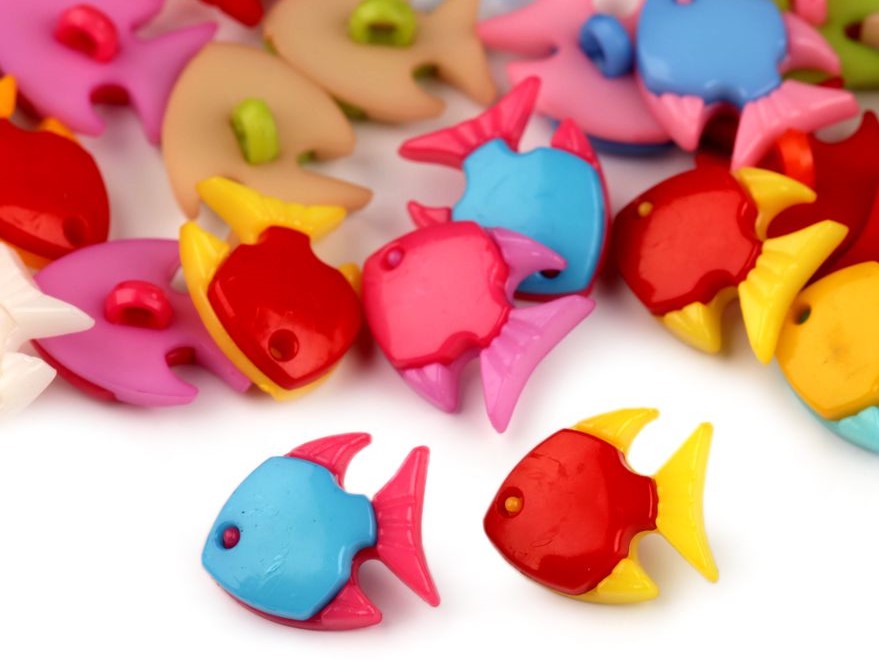 Knoflík dětský ryba (5ks) - mix