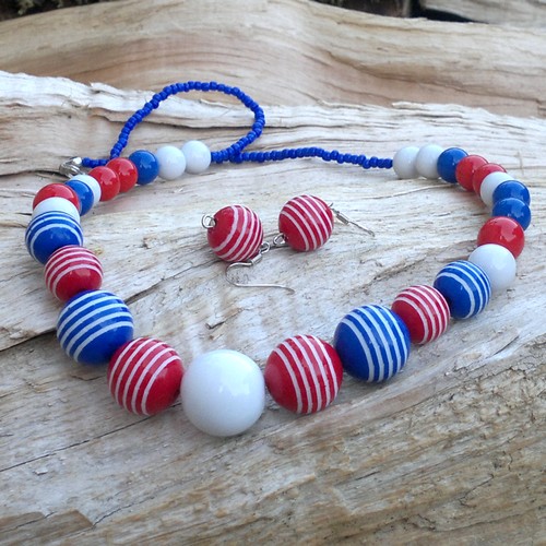 Námořnické retro korále + náušnice