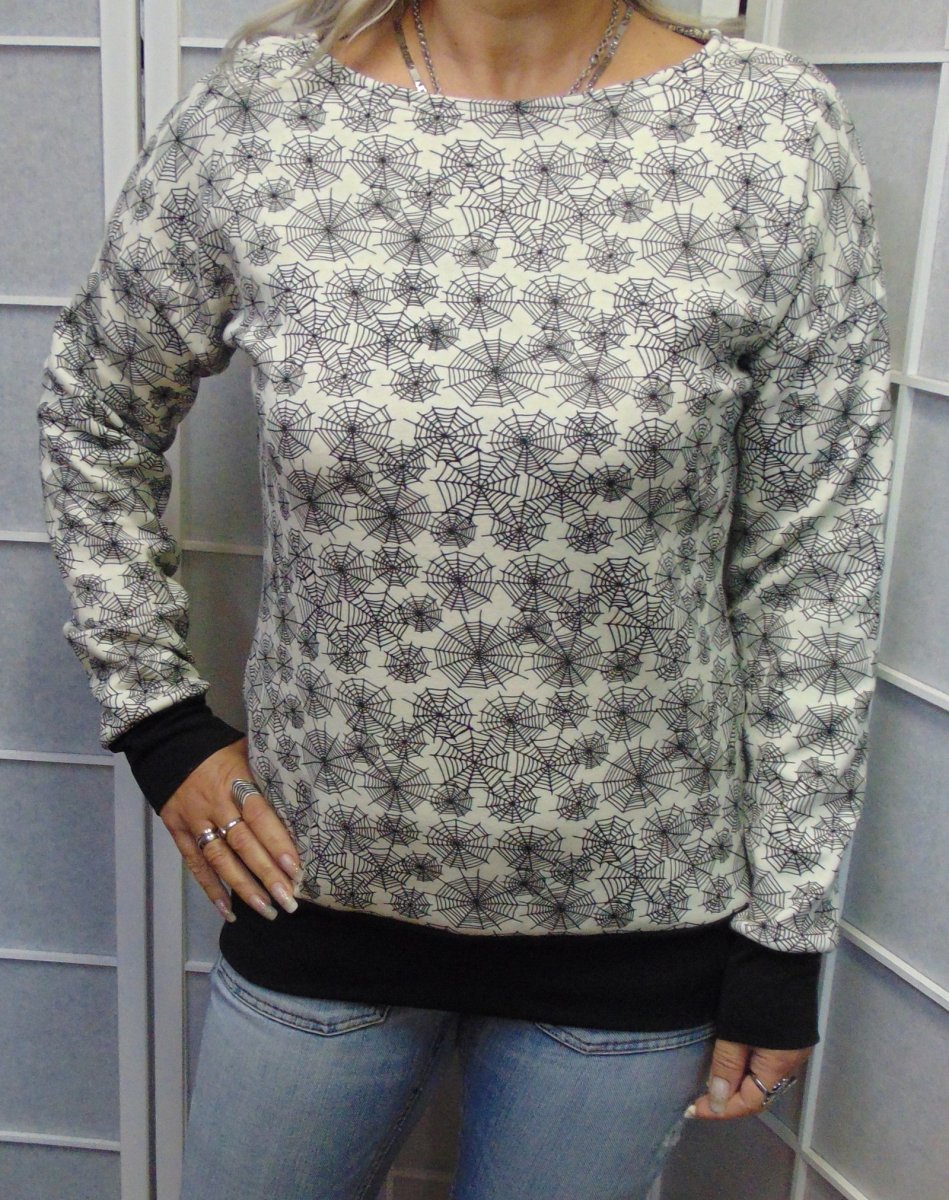 Mikina - pavučinky na krémové (teplákovina)