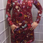 Mikinové šaty s kapucí - květy na vínové S - XXXL