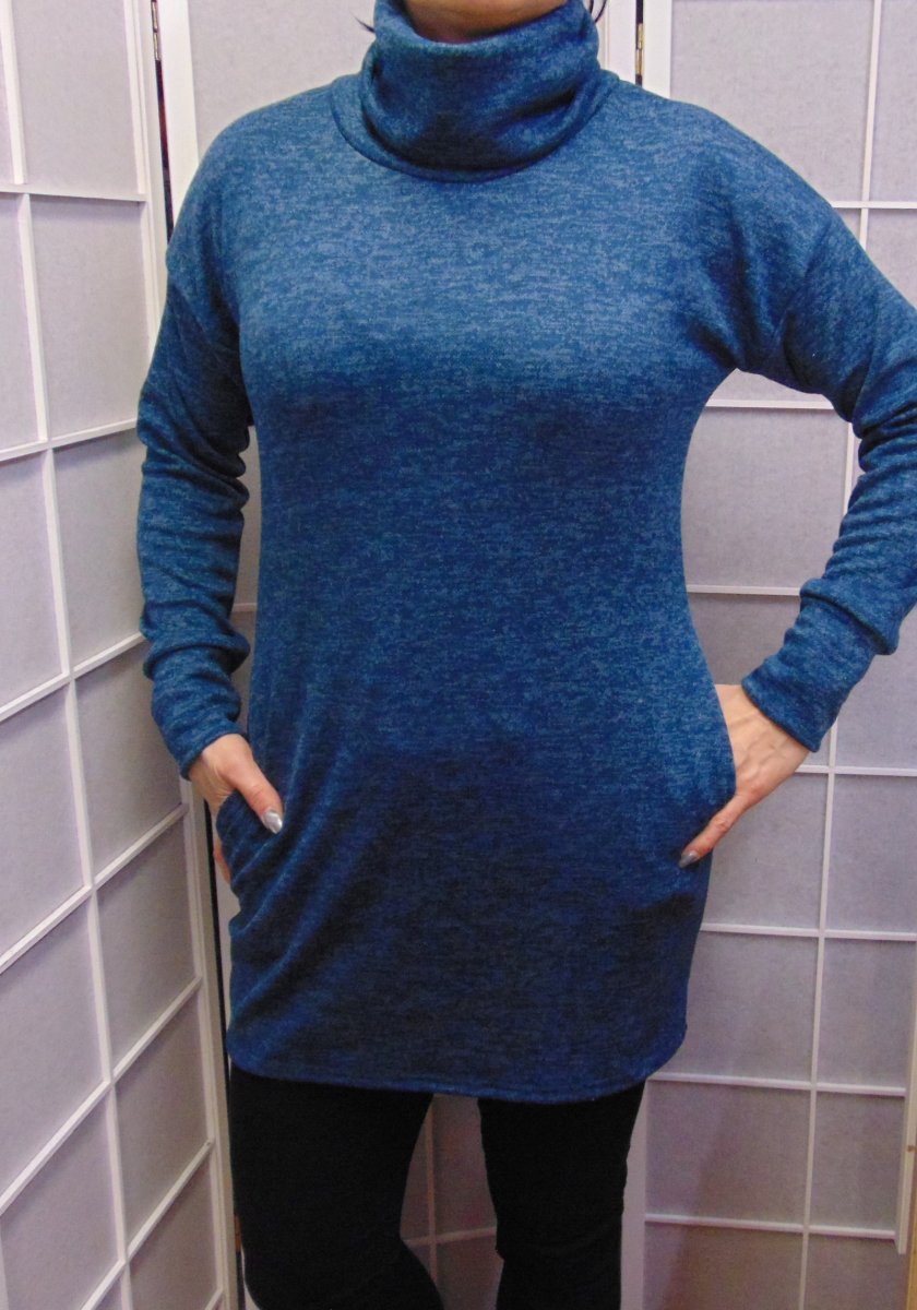 Tunika s kapsami - barva petrolejová (pletenina)
