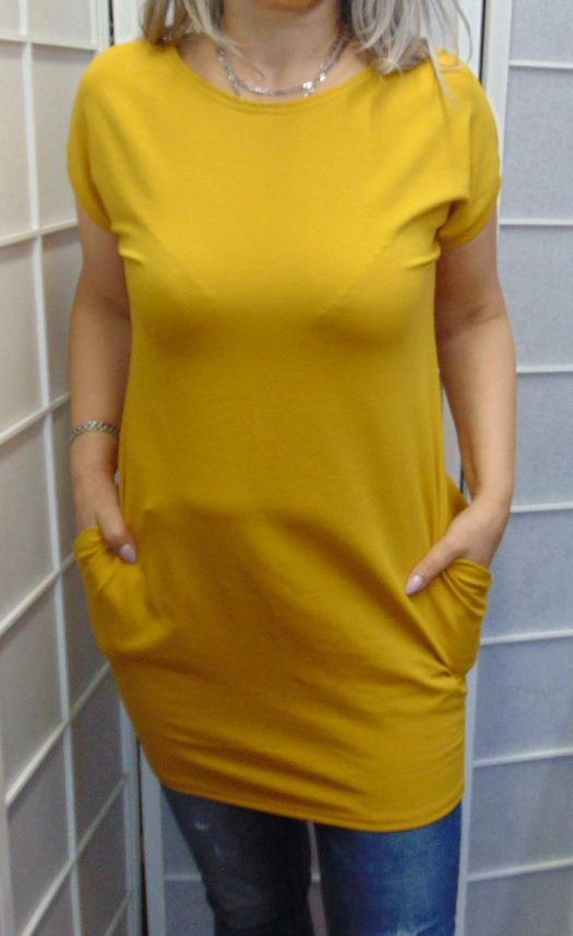 Tunika s kapsami - barva hořčicová (bavlna)