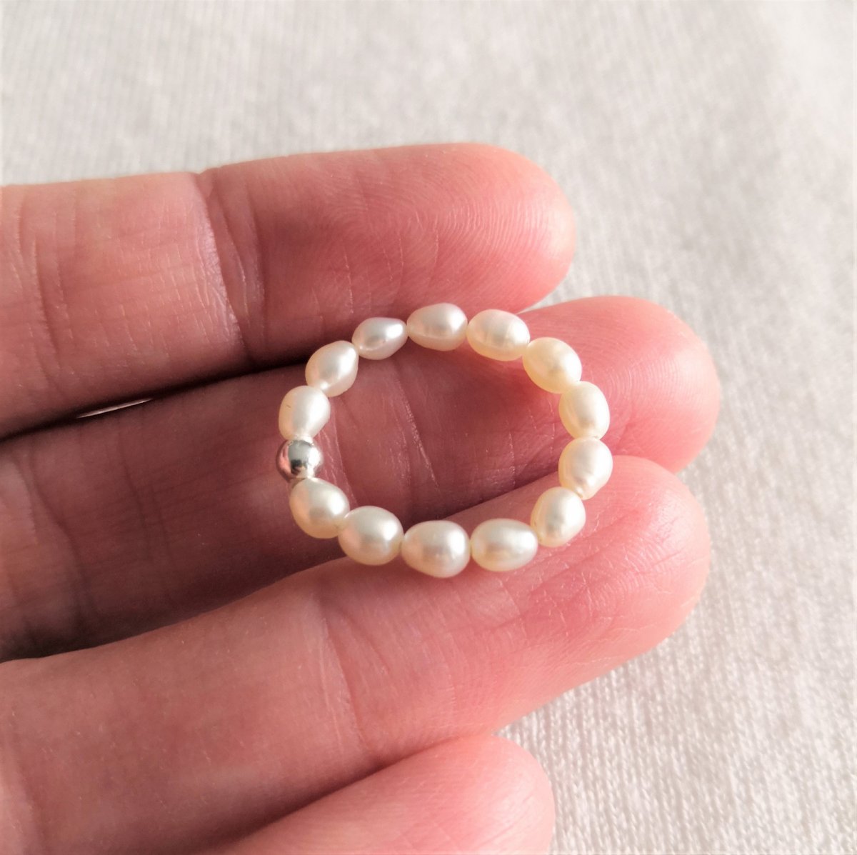 Prsten*říční perly*smetanové*stříbro