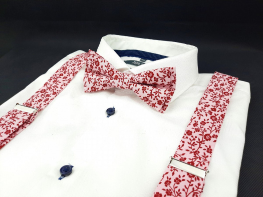 Set Motýlek a Šle Ružový Květovaný