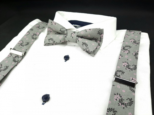 Set Motýlek a Šle Šedý Květovaný