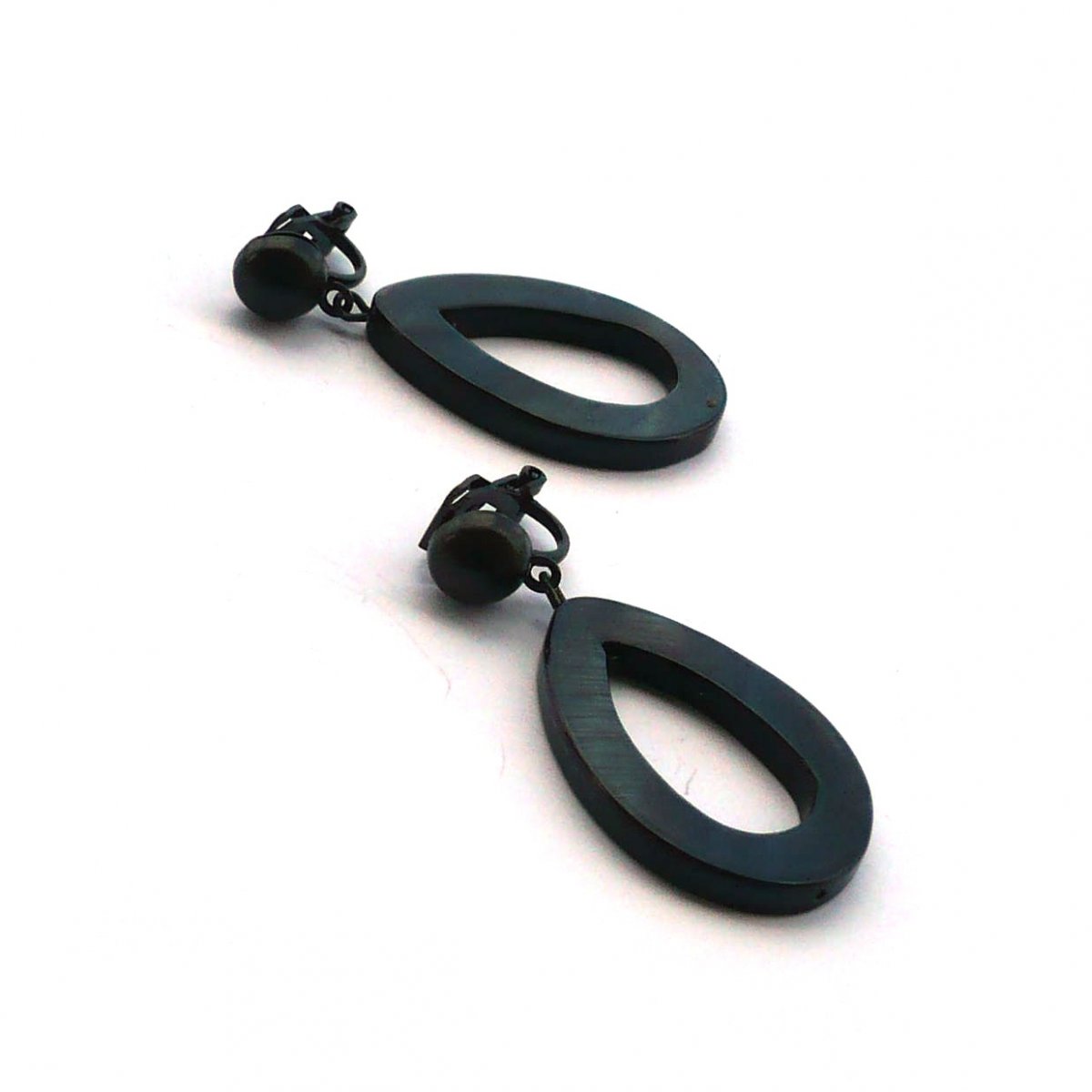 Černé perleťové kapky - klipsové náušnice