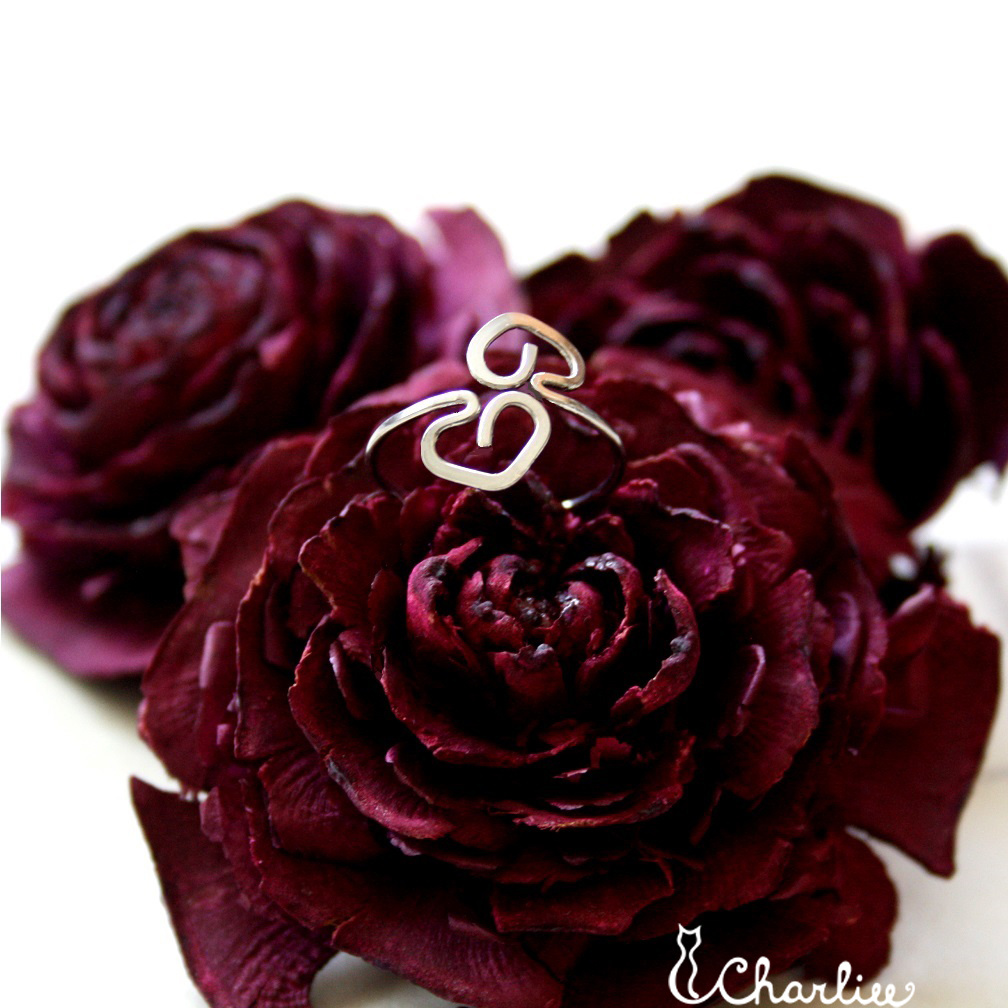 Prsten - minimalismus - SRDÍČKA - tepaný - ocel