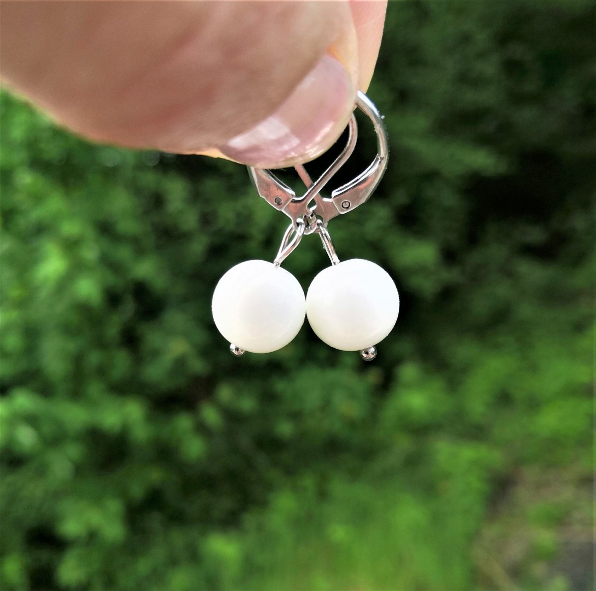 Náušnice*sněžný jadeit*chir. ocel