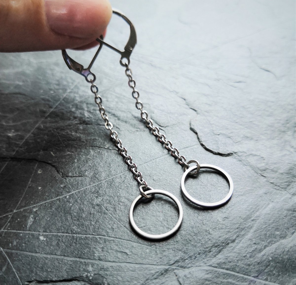 Náušnice*řetízkové kruhy*chir.ocel