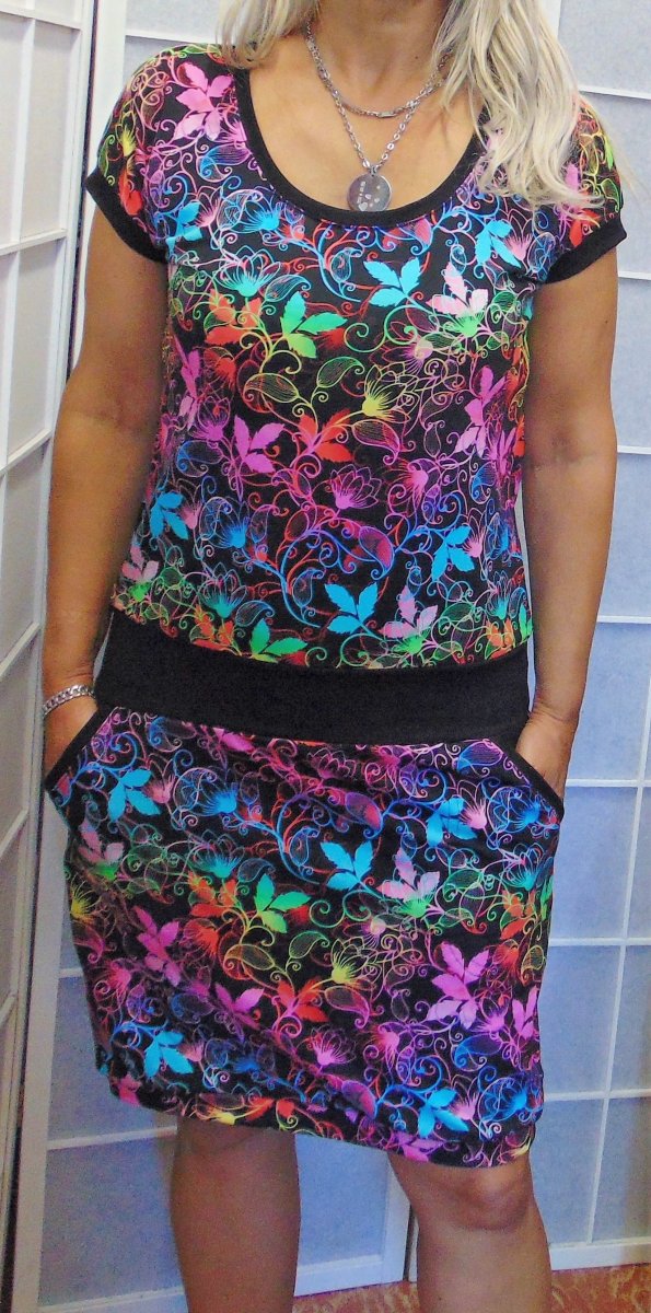 Šaty barevné lístky XS -  XXXL