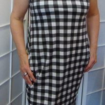 Šaty s kapsami - černobílé karo (bavlna)