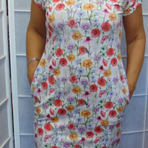 Šaty s kapsami - květy (bavlna)